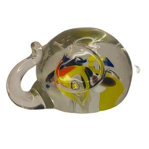 Art Glass Round Elephant Paper Weight